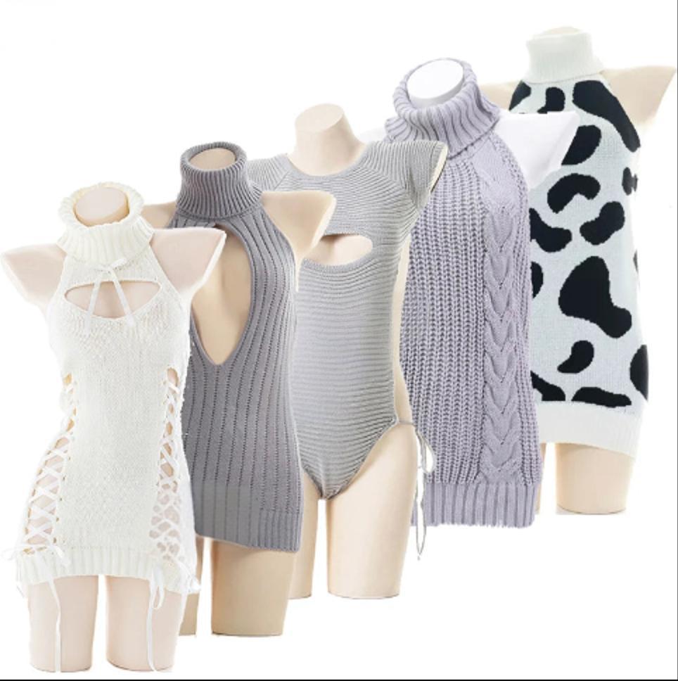 AniLV Anime Girl Turtleneck Sweater Dress Sleepwear Costume Student Hollow Out Backless Nightdress Sexy Pajamas Cosplay
