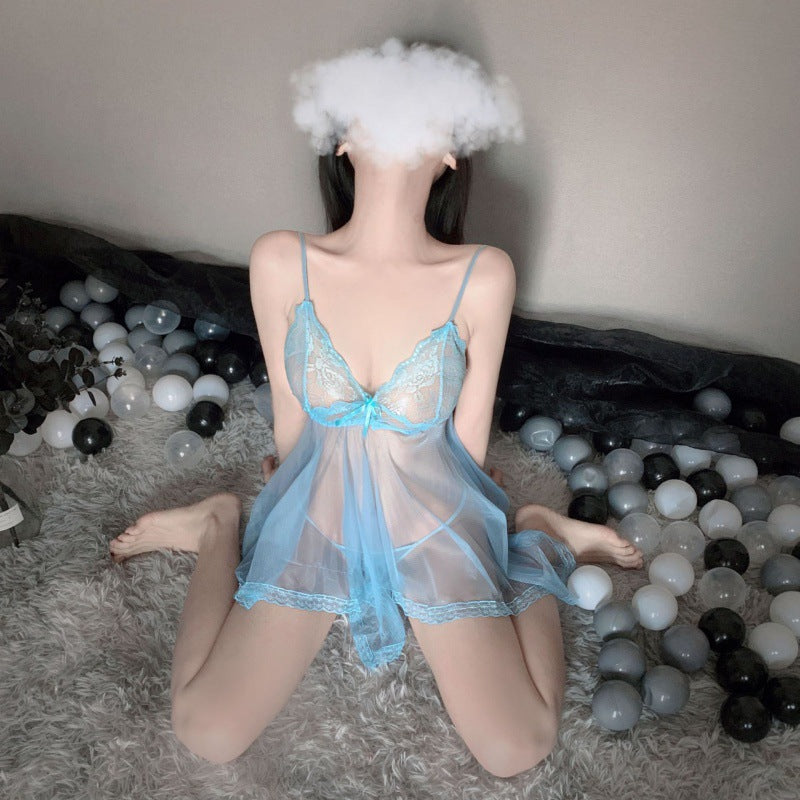 I want to try sexy lingerie, sexy see-through outfit, lace leaking breasts, see-through adult open-end jumpsuit, uniform temptation