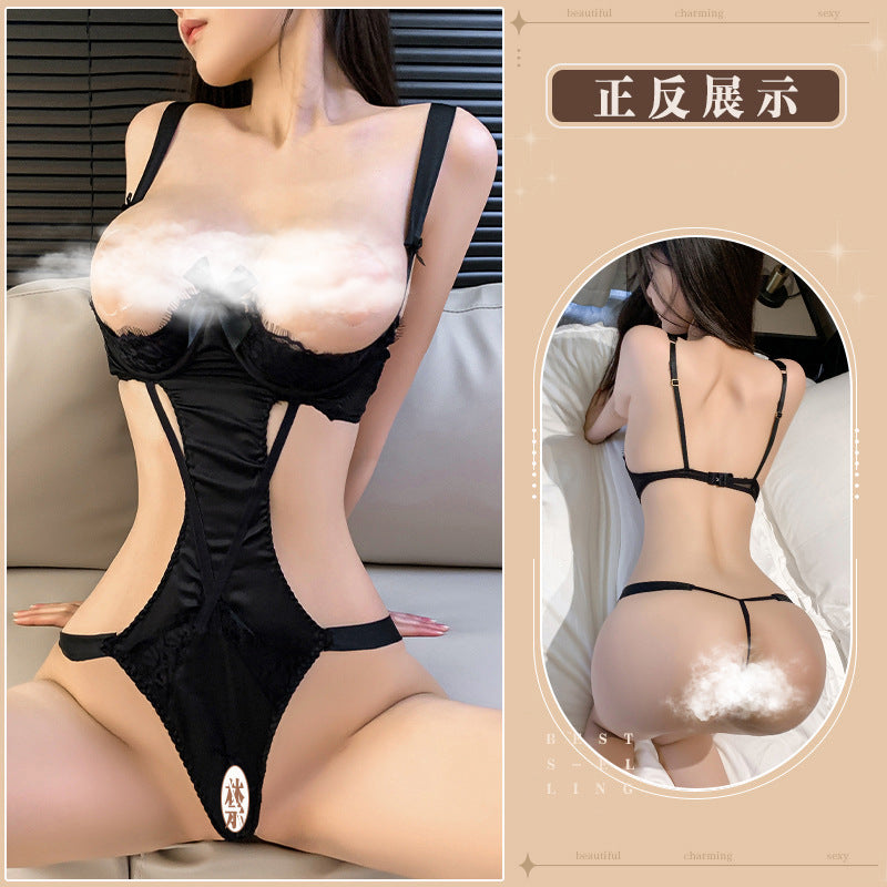 Mansvika sexy lingerie sexy opening leaking breast jumpsuit small breast uniform bed passionate pajamas 2041