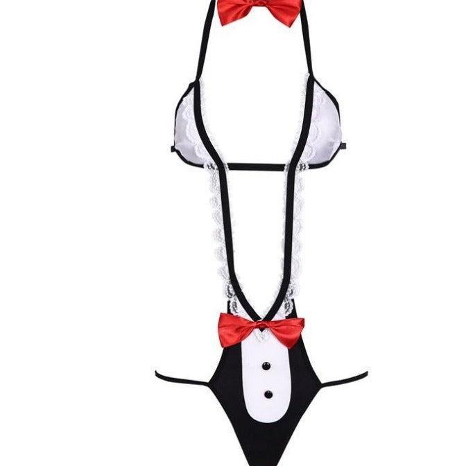 Cross-border foreign trade, European and American explosive sexy three-point strap-on maid clothes, loungewear, temptation sexy lingerie women