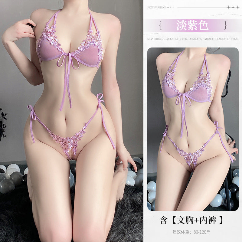 plus size chubby girl gospel pure lust hot stimulating erotic underwear sexy lace three-point set Valentine's Day gift