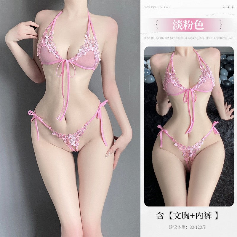 plus size chubby girl gospel pure lust hot stimulating erotic underwear sexy lace three-point set Valentine's Day gift