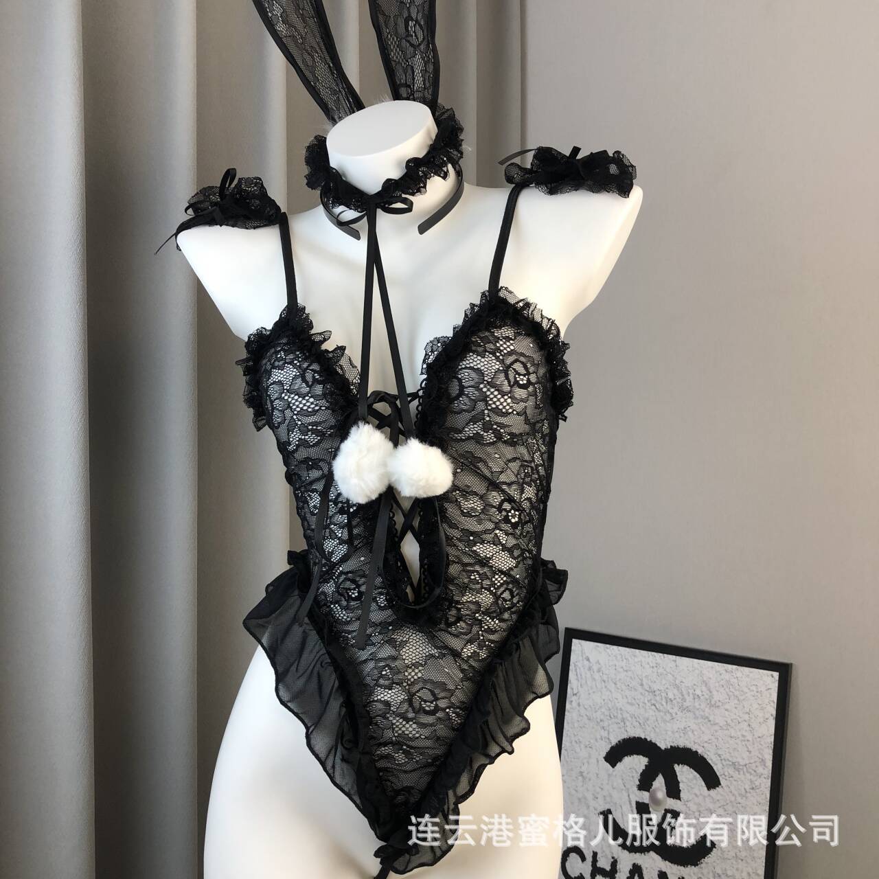 Gardenia Sex Lingerie Bunny Girl Cute Lace One-piece Slim Sheer Strap Bundle Set Wholesale 8012