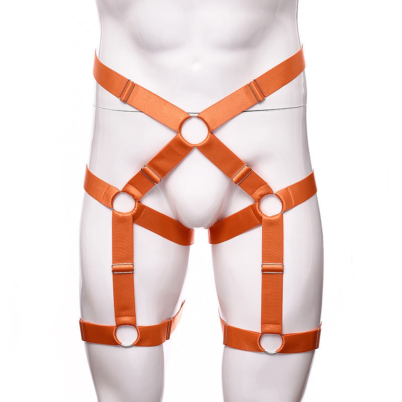 Bamboo such clothing foreign trade wire harness straps elastic adjustable base GAY men’s sex panties NZP0003 - Orange