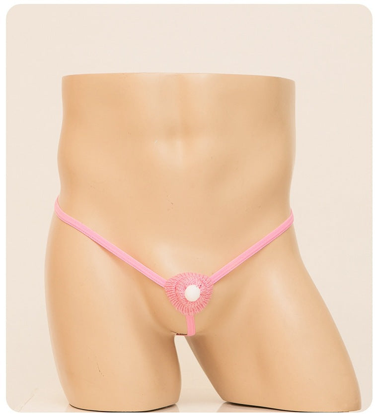 Cross-border men’s Santa hat sexy underwear cut-out thong men’s sexy men’s sexy underwear - Pink / One size - Sexy