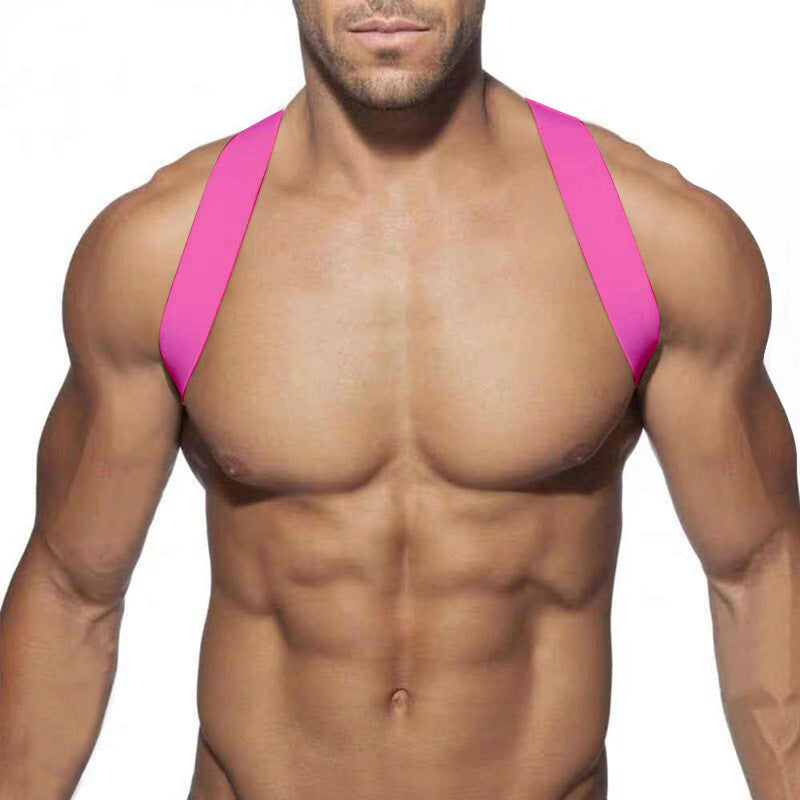 New Men’s Beautiful Back Fitness Elastic Sexy Shoulder Strap Macho Muscle Abs GAY Chest Strap Party Fitness Strap