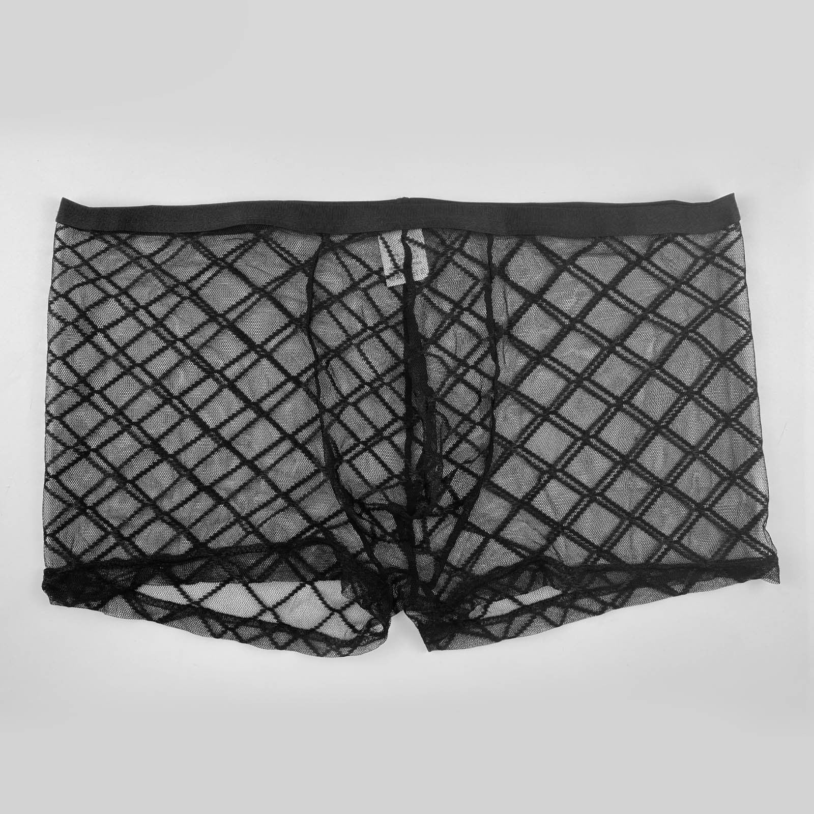 New Men’s Sexy Diamond Fishnet Boxer Panties Low Waist Mesh Sheer Boxer Shorts Men’s Sex Panties - Sexy lingerie
