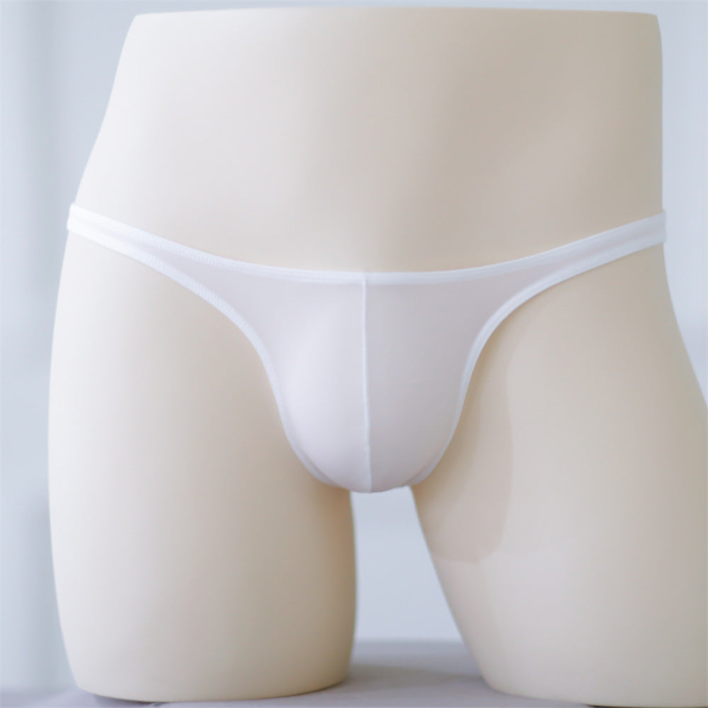 Sexy Men’s Mini Thongs Comfortable Ice Silk Transparent Sheer Skinny Ultra Thin Ultra Low Waist Gay Panties Trendy