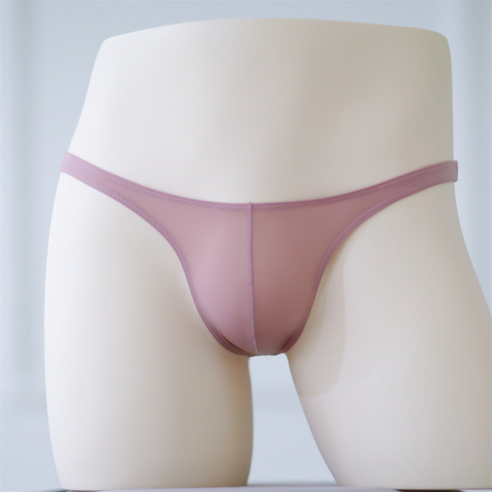 Sexy Men’s Mini Thongs Comfortable Ice Silk Transparent Sheer Skinny Ultra Thin Ultra Low Waist Gay Panties Trendy