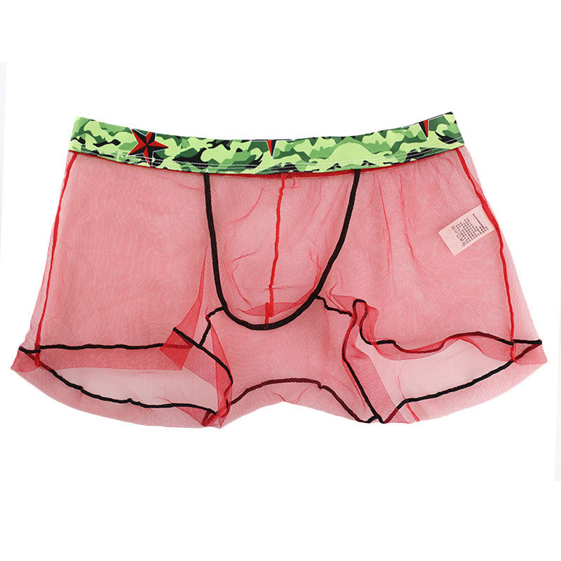 Soutong men’s underwear transparent mesh sexy men’s boxers fashion retro belt personalized boxers gay - Sexy lingerie