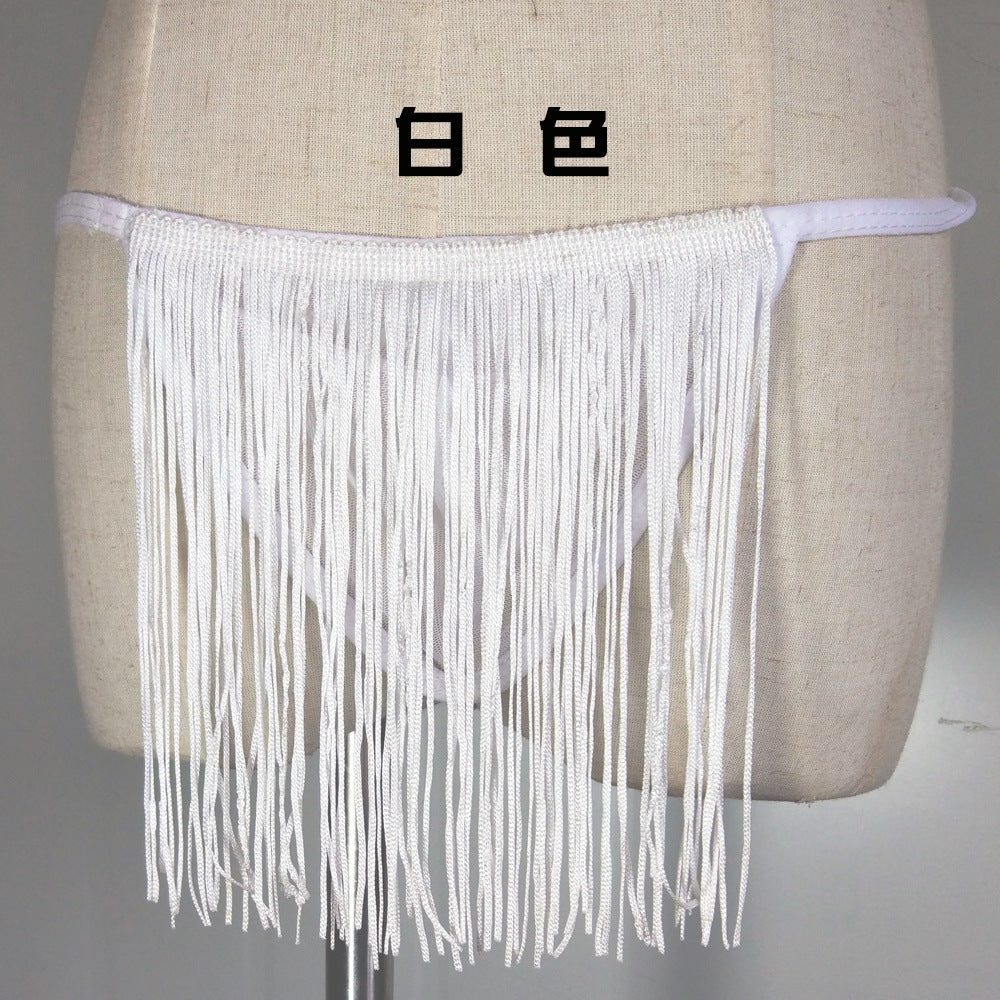 men's sexy tassel thong library erotic lingerie pseudo-niang panties jj bag bag see-through mesh panties