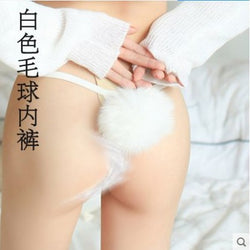 Image of erotic panties wholesale feminine pseudo lady hairball panties open free rabbit tail temptation thong pants N39