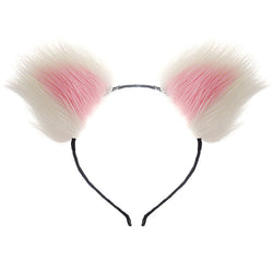 Image of 40cm All White Tail Double Erotic Fun Plush Hair Clip Ears Cosplay Makeup Metal Anal Plug Expansion - toys