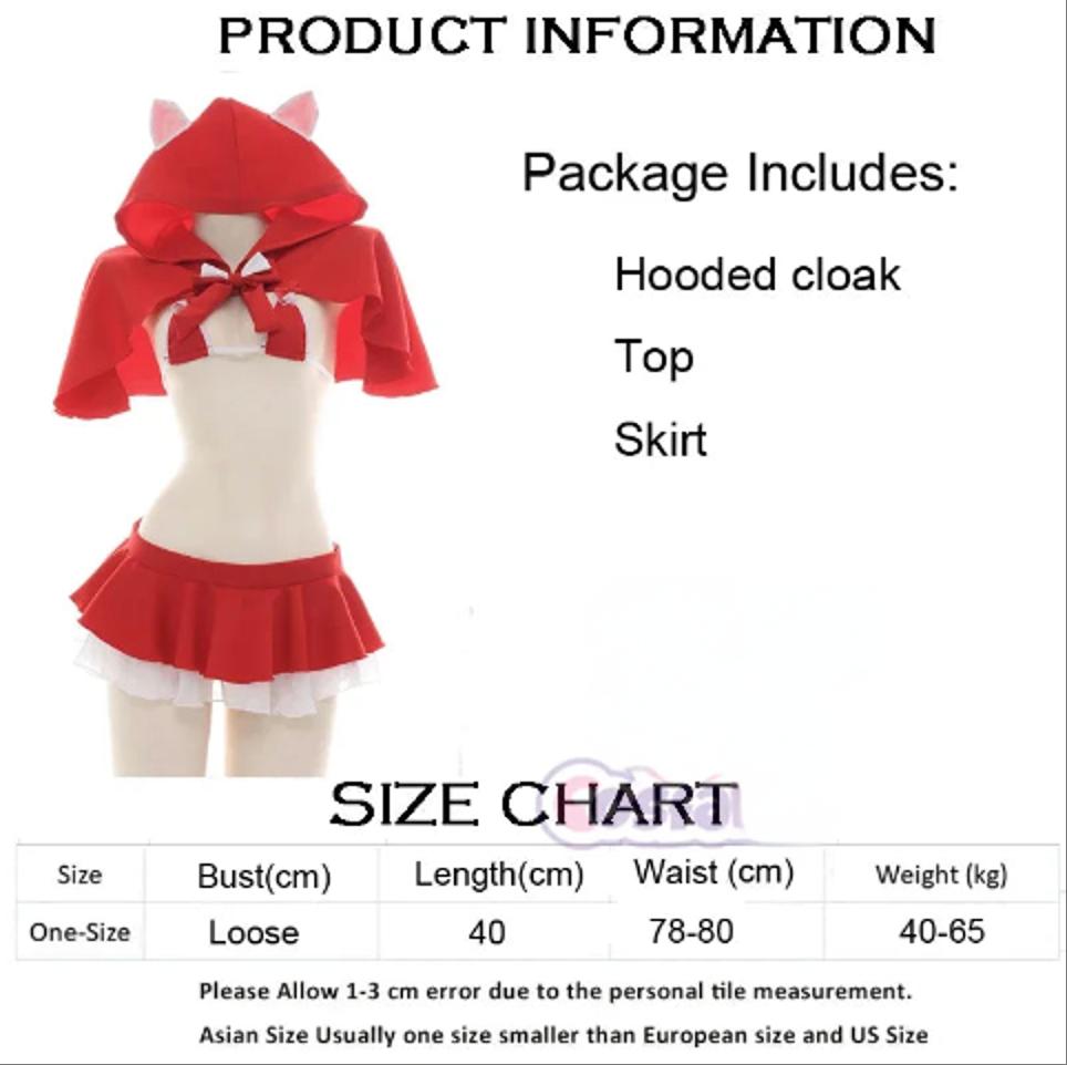 Christmas Role Play Little Red Riding Hood Underwear Swimsuit Costume Women Sexy Hooded Cloak Lingerie Pajamas Cosplay