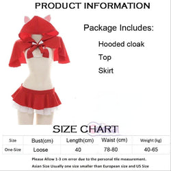 Image of Christmas Role Play Little Red Riding Hood Underwear Swimsuit Costume Women Sexy Hooded Cloak Lingerie Pajamas Cosplay