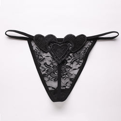 Image of Luxury Korean women's underwear ultra-thin transparent heart-shaped sexy underwear ladies lace thong T pants 902