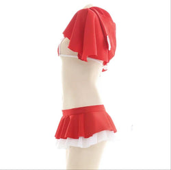 Image of Christmas Role Play Little Red Riding Hood Underwear Swimsuit Costume Women Sexy Hooded Cloak Lingerie Pajamas Cosplay