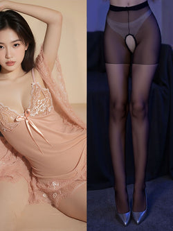 Image of plus size sexy pajamas extreme seduction see-through erotic lingerie sassy lace transparent nightdress passion sundress set