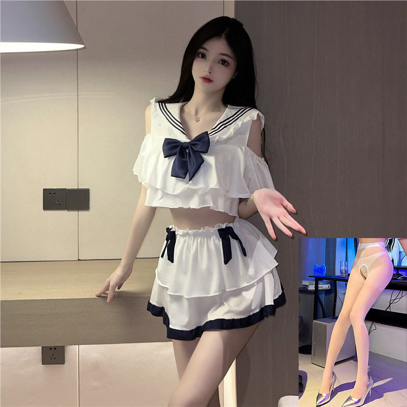 Image of Erotic lingerie maid costume small breasts big Japanese student costume pure desire temptation pajamas pure love sexy JK uniform girl