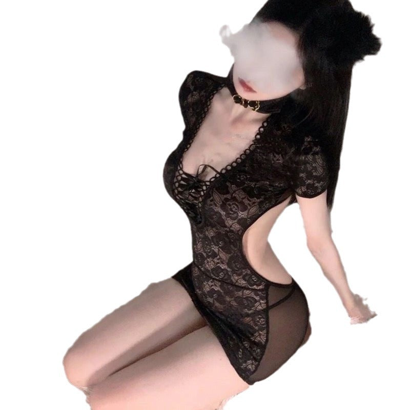 Erotic underwear uniform temptation free lace passion suit pure desire wrap hip midnight charm small chest bed cheongsam