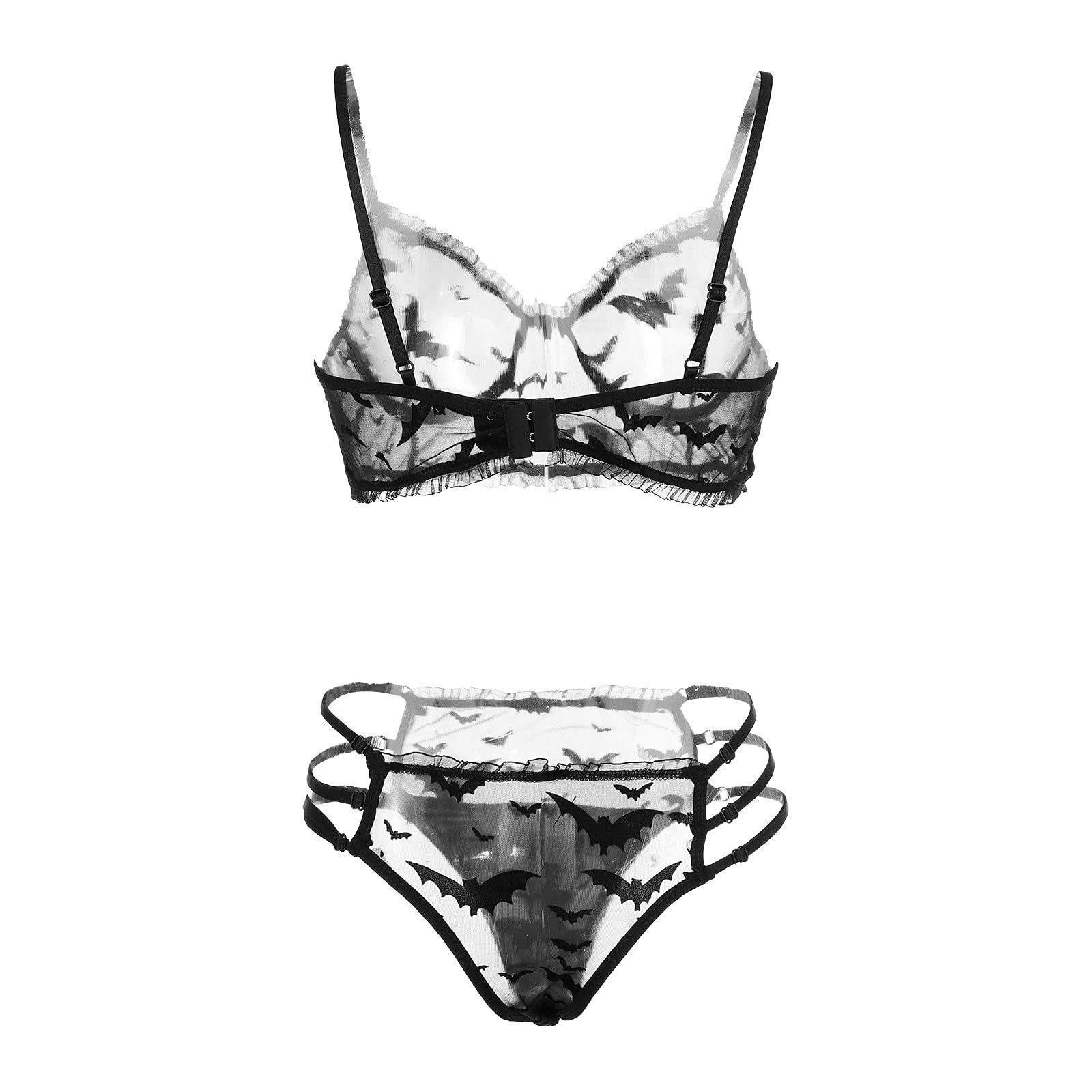 Foreign trade Halloween sex sexy see-through suspender nightdress woman hot teasing deep V temptation bat backless three points