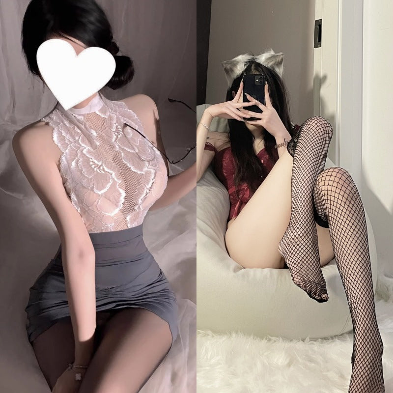 Erotic underwear, flight attendant, secretary, buttocks, skirt, passionate temptation, sexy cut-out uniform, free OL cosplay set