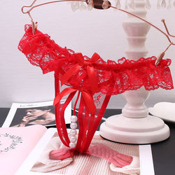 Image of Foreign trade pearl massage panties feminine temptation no bow see-through adult low-rise thong thin