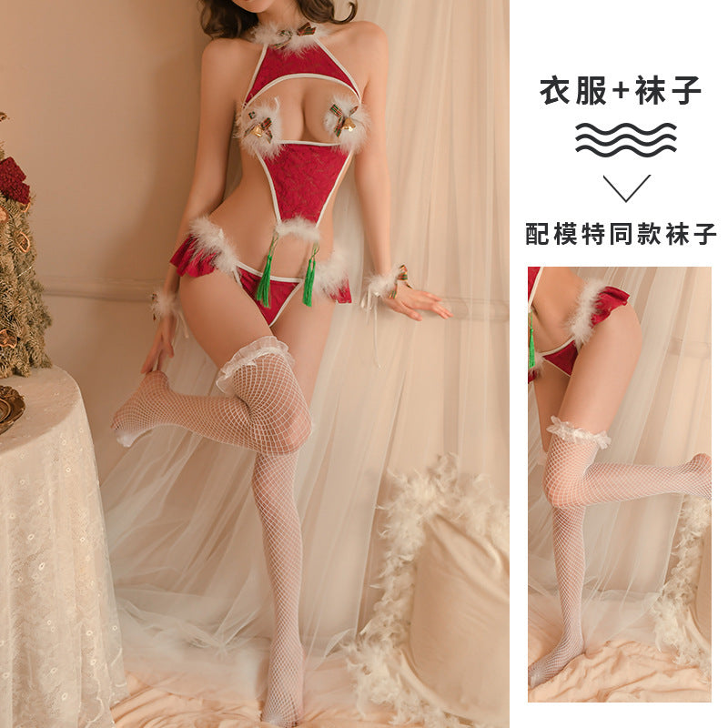 Erotic underwear, Christmas combination, uniform, Halloween, cosplay set, national style belly pocket, flying Hanfu, dropship