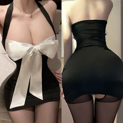 Image of 200 pounds plus fat plus size erotic underwear sexy pure lust hip skirt halterneck hot secretary uniform temptation pajamas