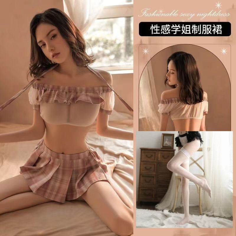 Image of Erotic underwear sexy student costume jk uniform sailor temptation hot character pretend to be pure desire cloud pajamas without taking off the girl