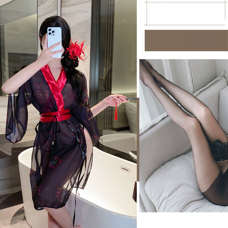 Yanyan erotic underwear uniform sexy pure desire free to take off qqny pajamas battle robe Hanfu see-through kimono clothes set