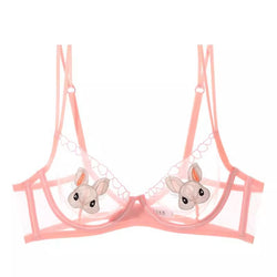 Image of Big breasts show small breasts sexy rabbit ultra-thin transparent underwear women want to gather and put down the sag and retract the accessory breasts bra set