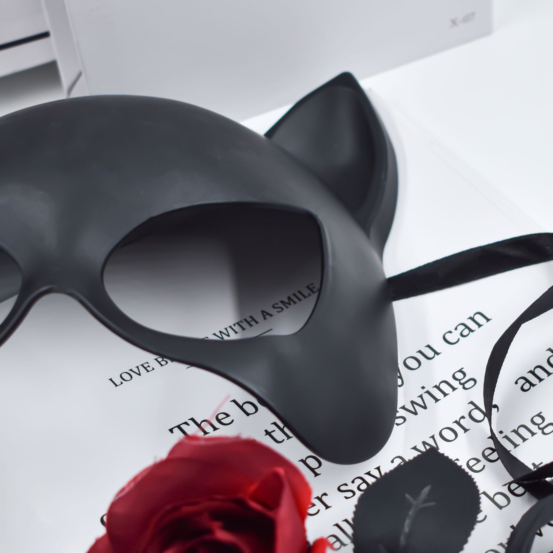 Erotic cute bunny fox demon black mask halloween stage makeup party show half face cat girl mask