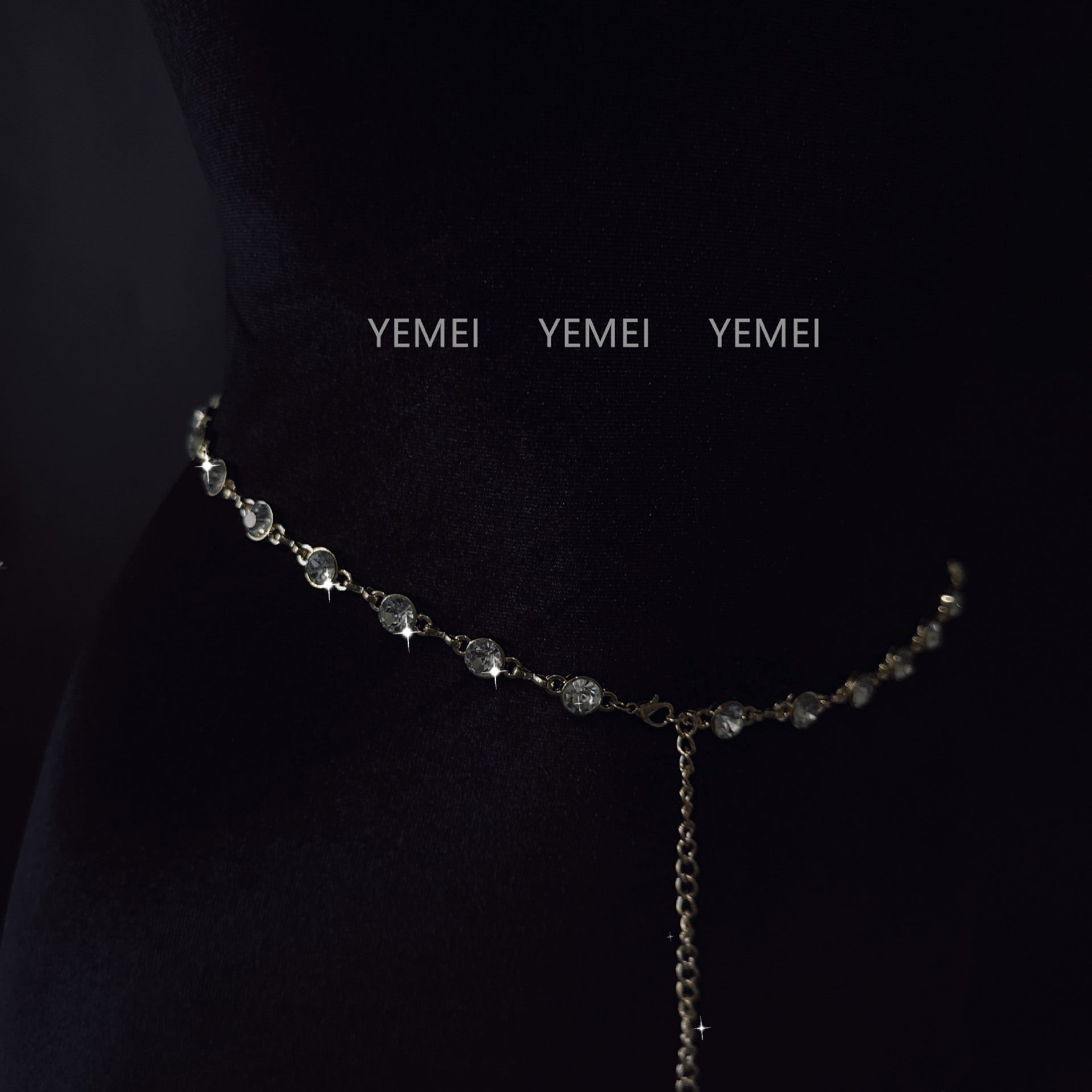 Image of sex toys diamond set cross baroque style necklace breast clamp waist chain anal plug sm stimulation training male and female nipples