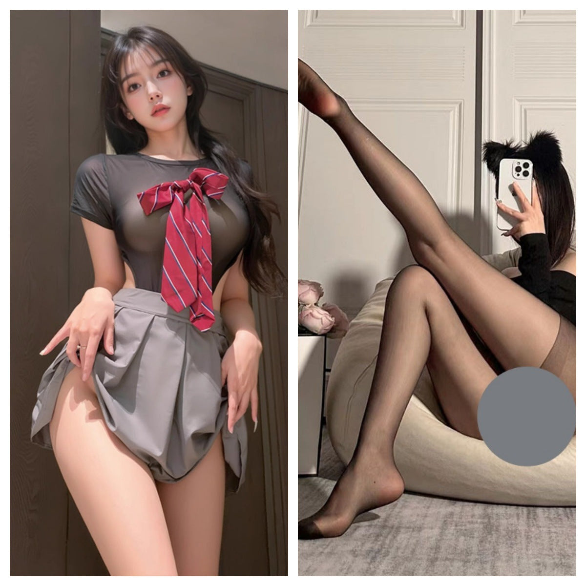 Salt Campus Girlfriend Open Crotch Dead Kushui JK Uniform Two Piece Suit Sexy Pure Desire Showing Buttocks Free Temptation Clothes