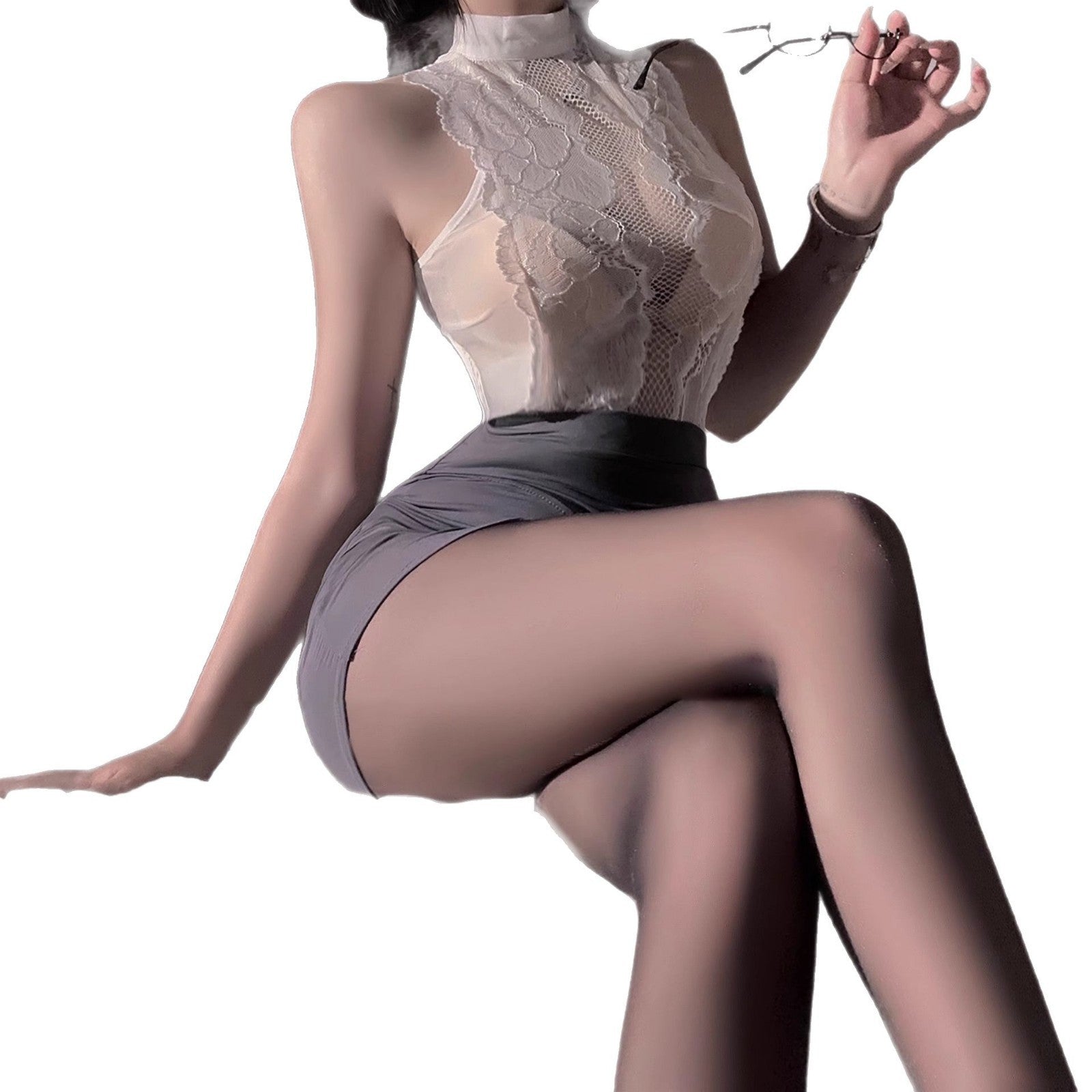 Erotic underwear, flight attendant, secretary, buttocks, skirt, passionate temptation, sexy cut-out uniform, free OL cosplay set