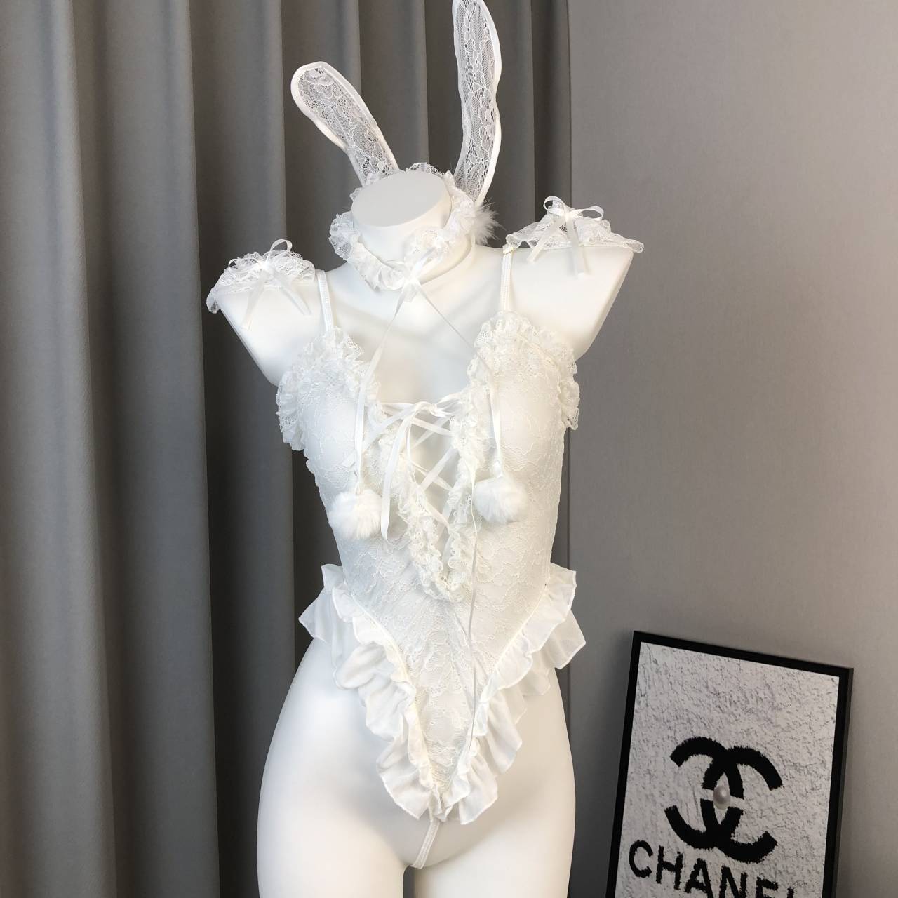 Gardenia Sex Lingerie Bunny Girl Cute Lace One-piece Slim Sheer Strap Bundle Set Wholesale 8012