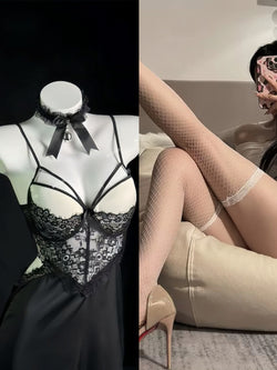 Image of Liu broke the long nightdress women's autumn ice silk temptation plus-size sexy underwear pure desire style sundress loungewear