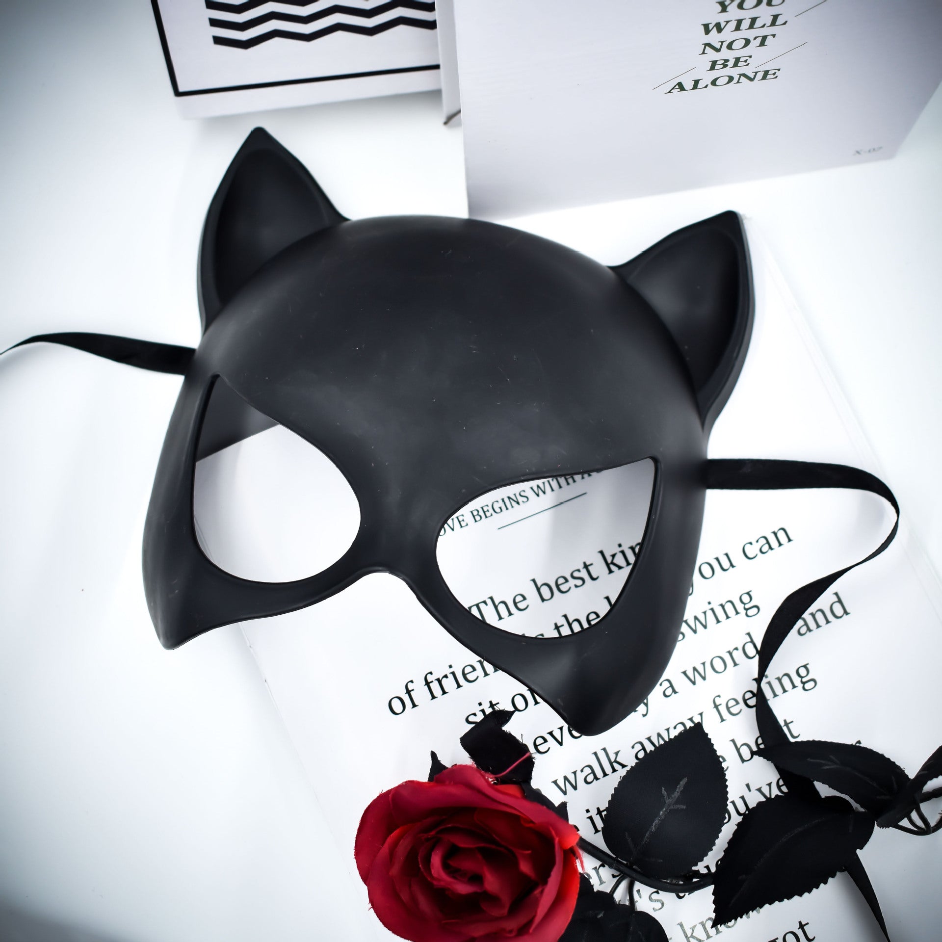 Erotic cute bunny fox demon black mask halloween stage makeup party show half face cat girl mask