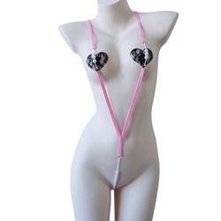 Image of Erotic underwear women's erogenous belt pearl jumpsuit simple webbing pajamas wholesale one piece dropshipping 4033