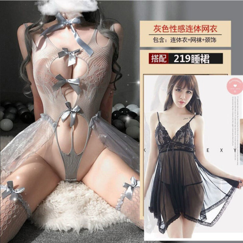 Concubine Erotic Lingerie Transparent Temptation Sexy Sausage Hot Pajama Dress Maid Uniform Free Tease Flirting Passion
