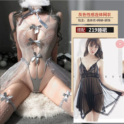 Image of Concubine Erotic Lingerie Transparent Temptation Sexy Sausage Hot Pajama Dress Maid Uniform Free Tease Flirting Passion