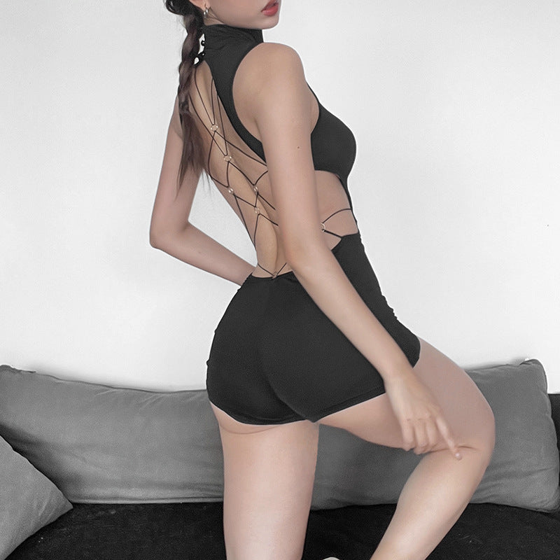 Image of Women's Bodysuit Sexy Open Back Jumpsuit Long Sleeve Low Crew Neck Jumpsuit Jumpsuit