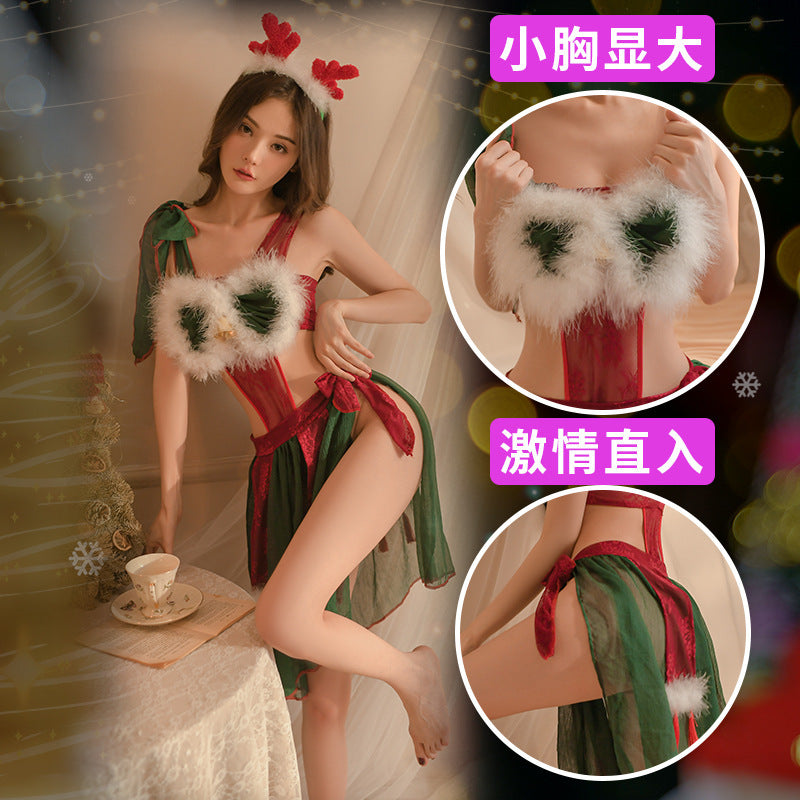 Erotic underwear, Christmas combination, uniform, Halloween, cosplay set, national style belly pocket, flying Hanfu, dropship