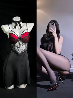Image of Liu broke the long nightdress women's autumn ice silk temptation plus-size sexy underwear pure desire style sundress loungewear