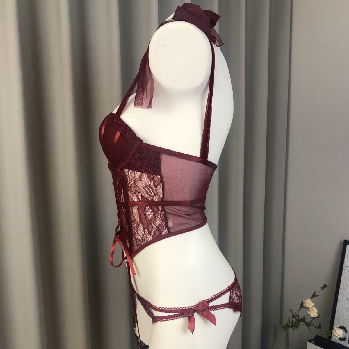 Image of Sexy lingerie bed flirting vest set 2025 new pajamas small breasts show big sexy no clothes temptation