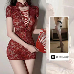Image of Erotic underwear uniform temptation free lace passion suit pure desire wrap hip midnight charm small chest bed cheongsam