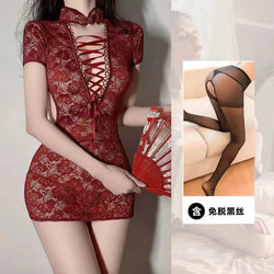 Image of Erotic underwear uniform temptation free lace passion suit pure desire wrap hip midnight charm small chest bed cheongsam