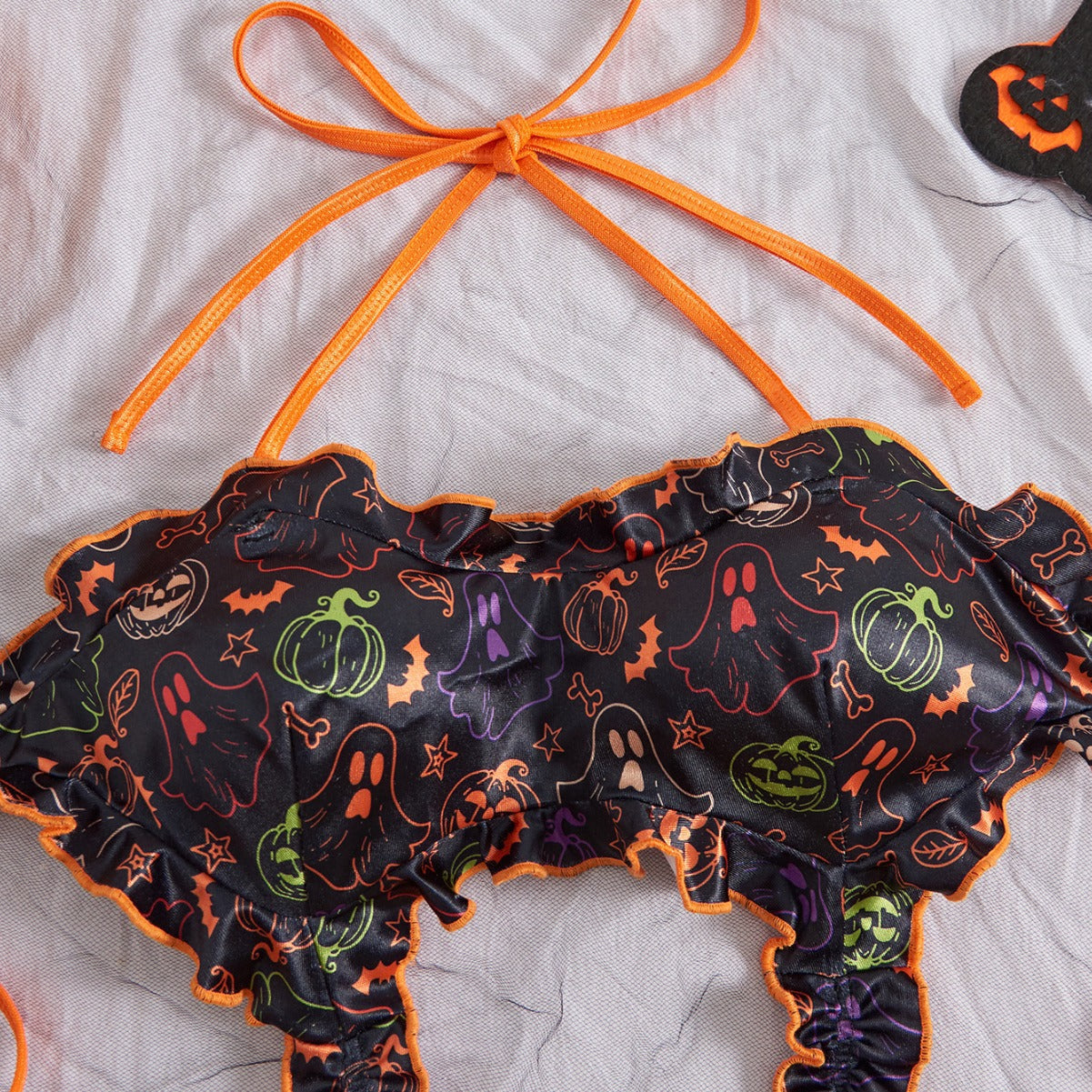 INS cross-border Europe and the United States new Halloween funny sexy halter neck open back cutout lace sex jumpsuit M3299