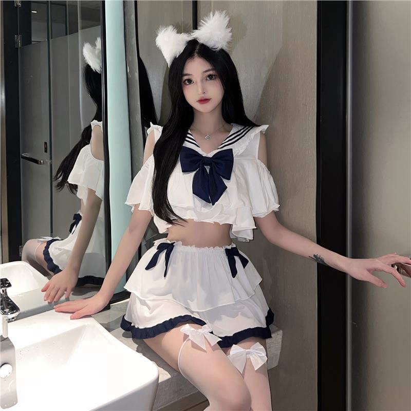 Image of Erotic lingerie maid costume small breasts big Japanese student costume pure desire temptation pajamas pure love sexy JK uniform girl